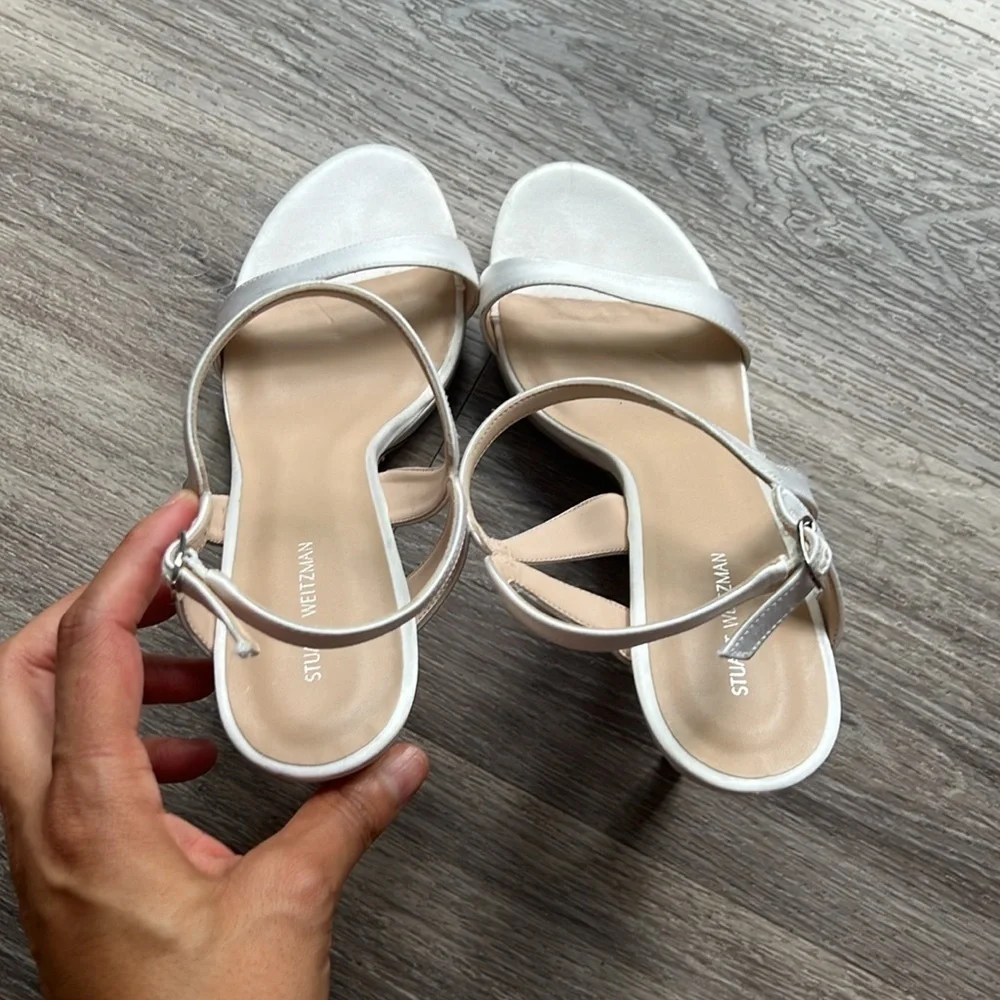 Stuart Weitzman Satin Platform Sandal Size 9.5 Woman’s Evening Elegant Heels